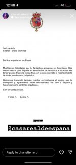 מכתב הוקרה לשאנל מפליפ השישי מלך ספרד ולטיסיה מלכת ספרד.jpg